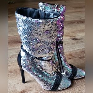 Sequin Stiletto Boots SZ 8.5